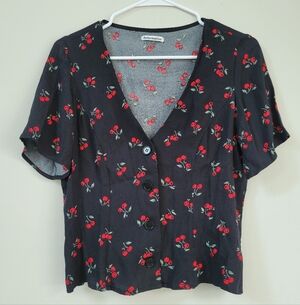 Reformation Janet Cherry Button Down Button Down Top Women's Size 6 Feminine